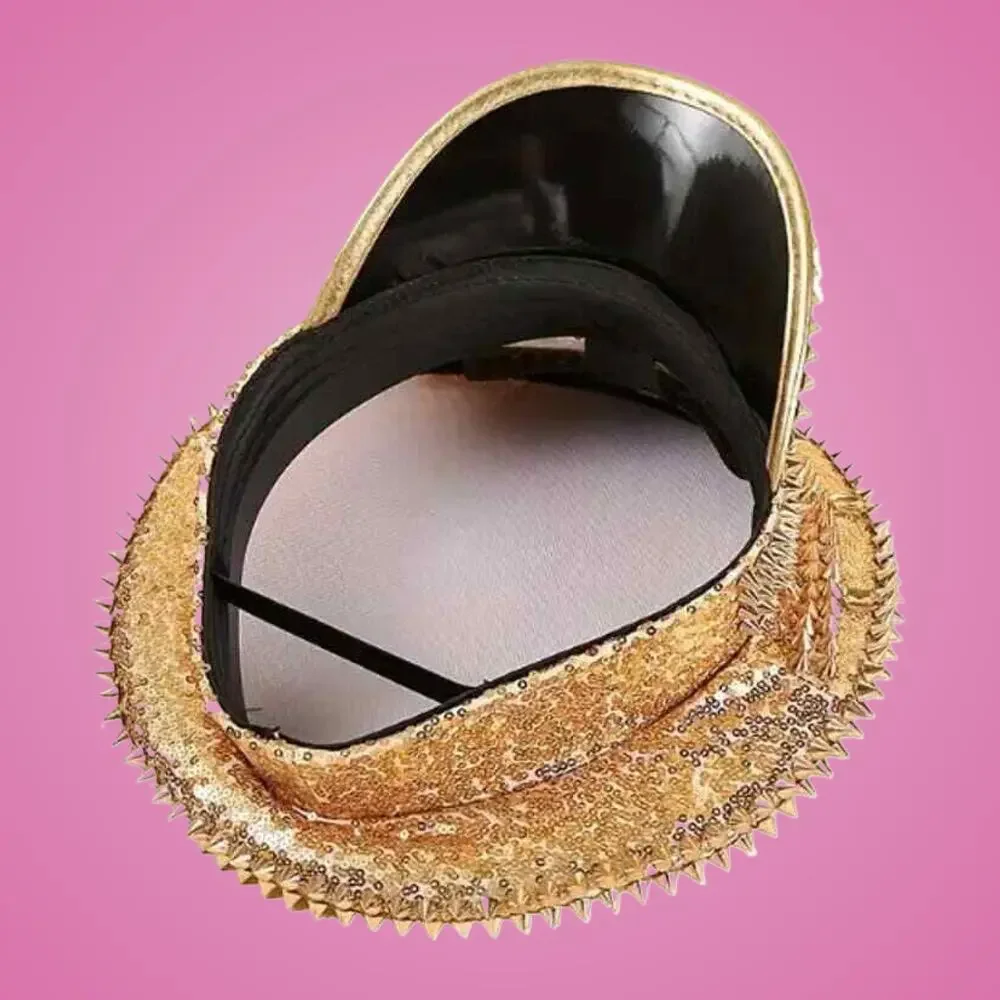Gold Punk Style Rock N Roller Spike Hat For Night Club or Costume